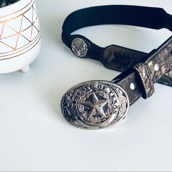 Boy's SZ 22 Nocona Texas Belt Buckle Camo & Leather - Picture 2 of 7
